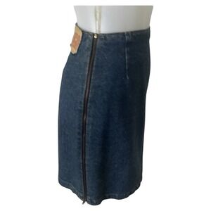 VTG BONGO 80s High Waist Double Zip Denim Mini Skirt Medium Blue USA Made